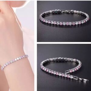 Piatelli Silver and Pink Tennis Bracelet (White And Pink Spacing)